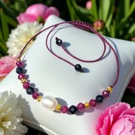 Bransoletki - Bransoletka Kobieca Siła Prawda i Świadomość Własnej Mocy Rubin Szafir Perła - miniaturka - grafika 1