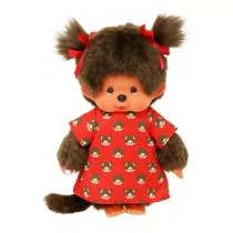 Monchhichi - Pluszowa małpka dziewczynka  w sukience z nadrukiem, 20cm - Lalki dla dziewczynek - miniaturka - grafika 1