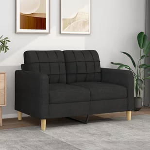 Sofa 2-osobowa, czarna, 120 cm, tapicerowana tkaniną Lumarko! - Sofy i kanapy - miniaturka - grafika 1