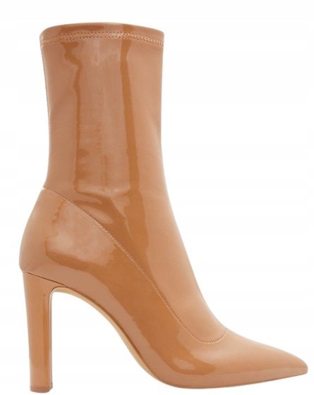 Aldo Lakierowane Botki Damskie na Słupku Brązowe Eleganckie 40 Tla