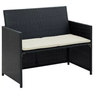 vidaXL 2-osobowa sofa ogrodowa z poduszkami polirattan czarna 43910 - Sofy ogrodowe - miniaturka - grafika 1