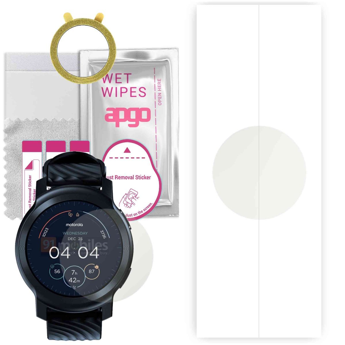 1x Folia hydrożelowa MATOWA do Motorola Moto Watch 100 - apgo Smartwatch Hydrogel MATTE Protection Ochrona na ekran smartwatcha