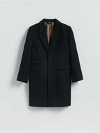 Płaszcze damskie - Reserved - Długi płaszcz z wełną - czarny - miniaturka - grafika 1