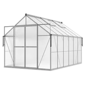 Szklarnie ogrodowe - Szklarnia Ogrodowa Poliwęglan Duża Slide-In 370x244cm Srebrna UV - miniaturka - grafika 1