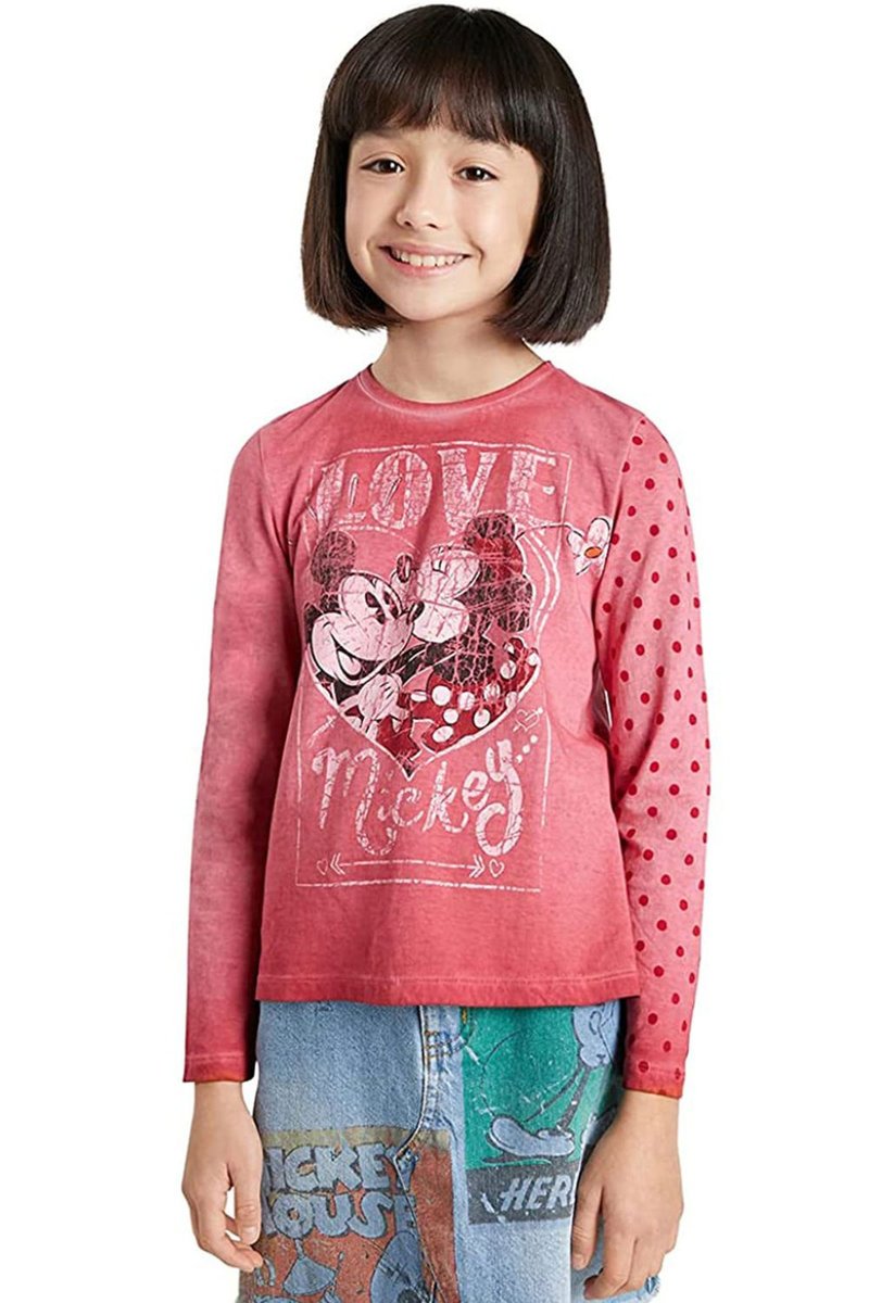 Bluzka dziecięca Desigual Love Mickey różowa z długim rękawem -122