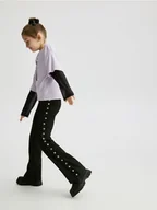 Spodnie i spodenki dla dziewczynek - Reserved - Spodnie z aplikacją - czarny - miniaturka - grafika 1