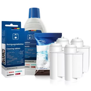 Zestaw Bosch, Filtr Aqualogis AL-Inte 4szt, Siemens Tabletki TZ80001, Bosch Odkamieniacz 311968 500ml - Akcesoria i części do ekspresów do kawy - miniaturka - grafika 1