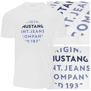 Mustang Koszulka Męska T-shirt Bawełniana 4228 Biała Rozmiar L - Koszulki męskie - miniaturka - grafika 1