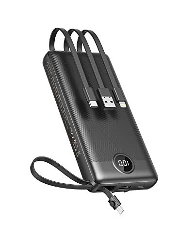 VEEKTOMX Power Bank 20000mAh z Wbudowanymi Kabblami i 5 Wyjściami