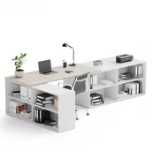 Zestawy mebli biurowych - PLAN Zestaw BLOCK B02, biały/naturalny dąb 611441 - miniaturka - grafika 1