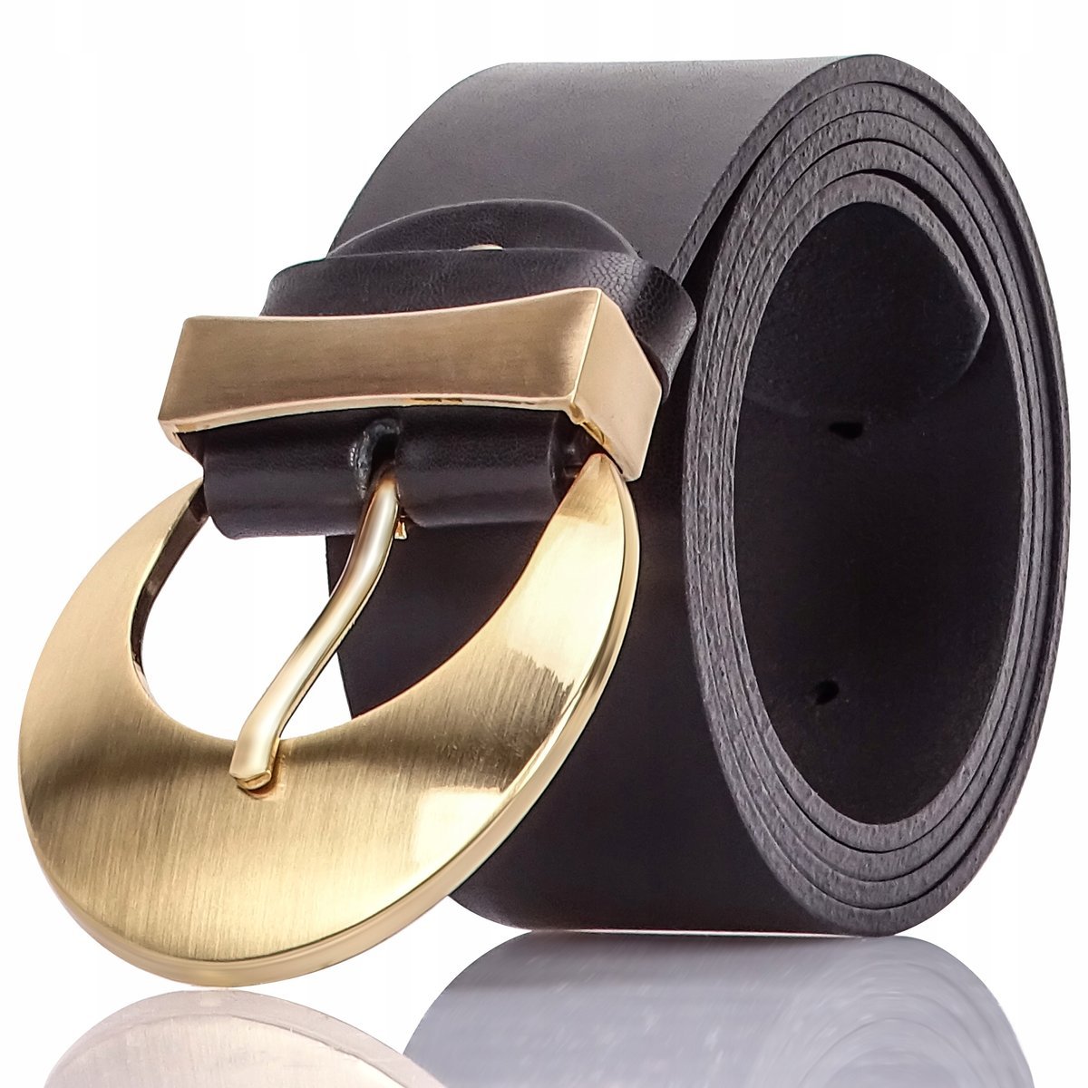 Pasek SZEROKI 115cm SKÓRZANY Damski DUŻA KLAMRA