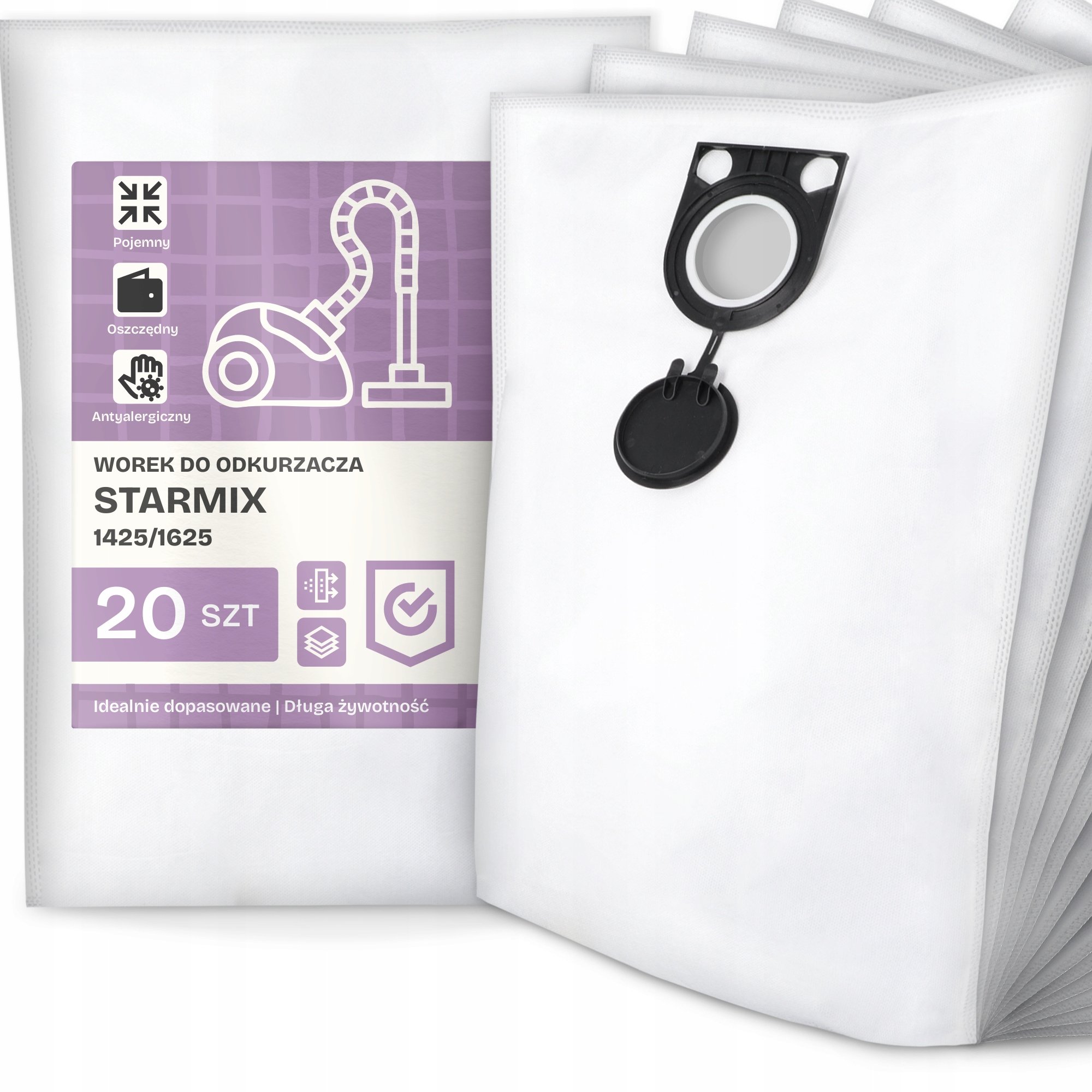 20x Worek do Odkurzacza Starmix 1425/1625 Syntetyczny Pojemny Mocny Duży G9