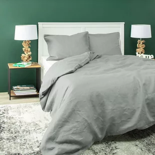 Dekoria pl pl Komplet pościeli lnianej Linen 200x200cm light grey 200 x 200 cm 2 poszewki 60 x 50 cm 765-159-10 - Pościel - miniaturka - grafika 1