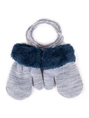 Rękawiczki dla dzieci - Rękawiczki Chłopięce Podwójne Szare Z Futrzanym Mankietem 14 Cm Yoclub - miniaturka - grafika 1