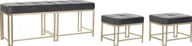 Taborety i hokery - DKD Home Decor Taboret DKD Home Decor Szary Metal Aksamit 120 x 40 x 47 cm - miniaturka - grafika 1