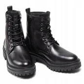 Botki damskie - Geox Damskie Botki Czarne Skórzane Za Kostkę 41 Ż7A - miniaturka - grafika 1