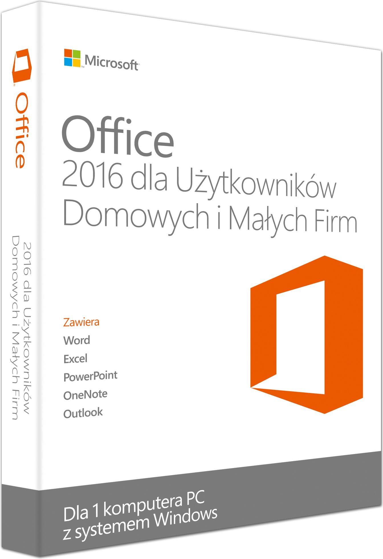 Microsoft Office 2016 dla Użytkowników Domowych i Małych Firm PL 32/64-bit Medialess T5D-02439