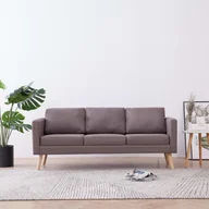 Sofy i kanapy - vidaXL vidaXL Sofa 3-osobowa, tapicerowana tkaniną, taupe - miniaturka - grafika 1