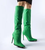 Botki damskie - Zielone kozaki na wysokiej szpilce Conjunto -36 - miniaturka - grafika 1
