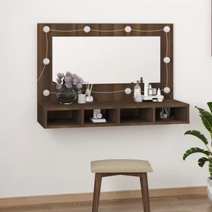 Lumarko Szafka z lustrem i LED, brązowy dąb, 90x31,5x62 cm - Toaletki - miniaturka - grafika 13