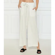Spodnie damskie - Emporio Armani Lniane spodnie flare fit - miniaturka - grafika 1