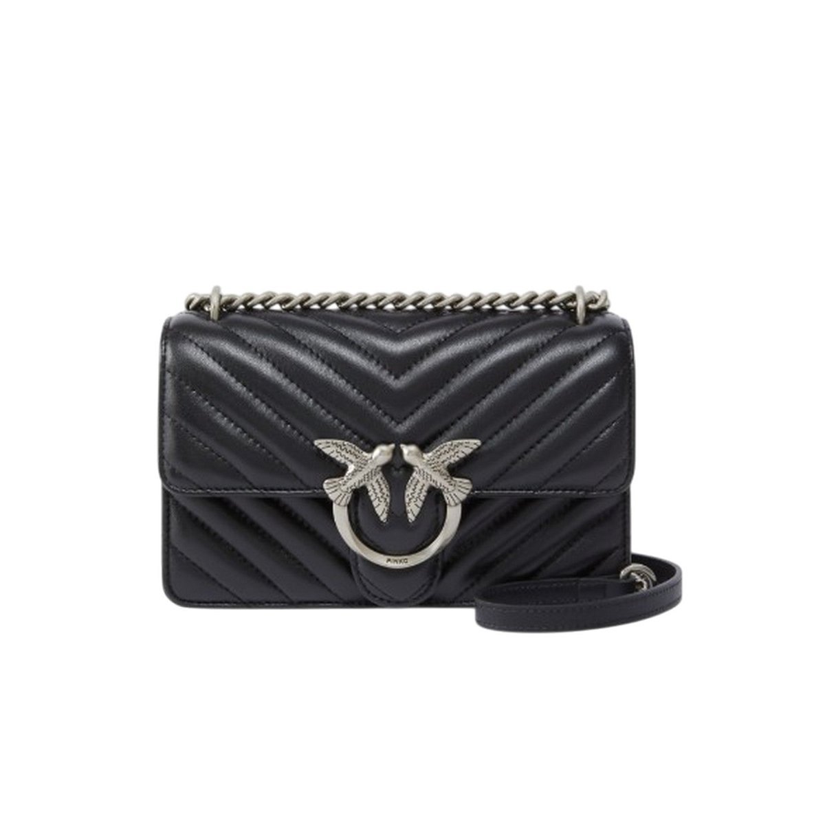 borse a spalla donna pinko - love one mini dc sheep nappa - nero