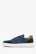 Sneakersy męskie - Niebiesko-brązowe sneakersy męskie ze nubuku na wiosnę Estro ER00112844 - miniaturka - grafika 1