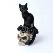 Figurki dekoracyjne - dekoracja BLACK CAT & SKULL - miniaturka - grafika 1