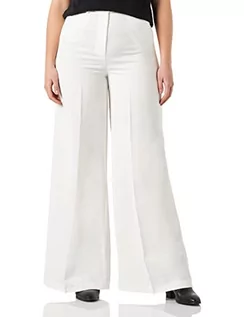 Spodnie damskie - Pinko Puritano damskie spodnie wiskozowe lniane spodnie, Z07_biały jedwab, 16, Z07_biały jedwab, 70 - grafika 1