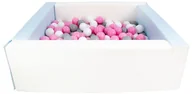 Suche baseny - Kwadratowy suchy basen z ekoskóry z 200 piłeczkami (biały, niebieski (pastel)/biały, pudrowy róż, szary) - miniaturka - grafika 1