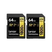 Karty pamięci - Lexar Pro 1800X Sdxc U3 (V60) Uhs-Ii R270/W180 64Gb - 2Pack - miniaturka - grafika 1