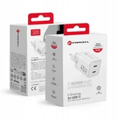 Ładowarki do telefonów - Ładowarka sieciowa do telefonu Forcell F-Energy Mini GaN III 2 x USB C PD QC4.0 45W VT-36B biała - miniaturka - grafika 1