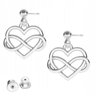 Kolczyki - Kolczyki Srebrne Serca Serduszka Nieskończoność z Sercem SREBRO 925 - miniaturka - grafika 1