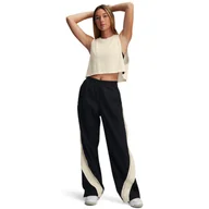 Spodnie damskie - Damskie spodnie casual tkaninowe Under Armour Icon Crinkle Tear-Away Pant - czarne - miniaturka - grafika 1