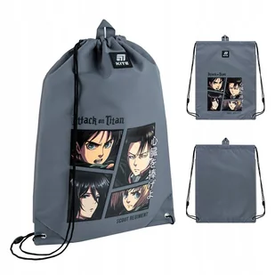 Worek na buty szkolny dla dzieci szary ATTACK ON TITAN Kite - Worki na buty - miniaturka - grafika 1