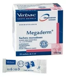 Virbac Megaderm 28x4 ml suplement diety dla psów i kotów do 10 kg na problemy skórne - Suplementy i witaminy dla psów - miniaturka - grafika 1