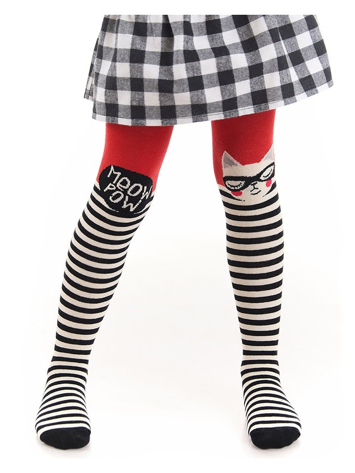 Denokids Rajstopy w kolorze czarno-czerwonym