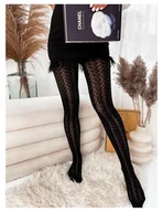 Rajstopy - Rajstopy ażurowe bawełniane REYNA - czarne - miniaturka - grafika 1