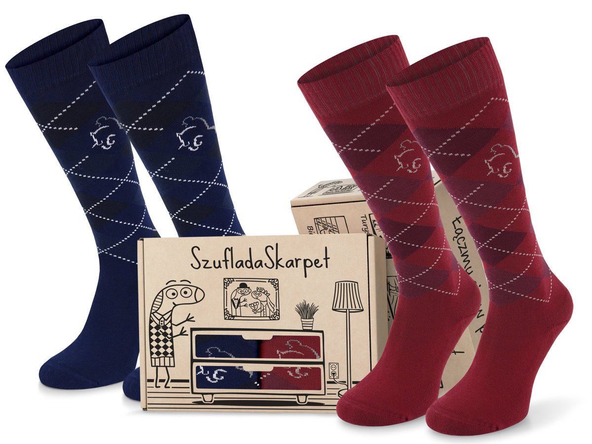 Comodo Podkolanówki Bawełniane Do Jazdy Konnej Uniseks, Cienkie W Romby. 2 Pary Rozm. 35-38 Granat/bordo Na Wiosnę/lato, Prezent.