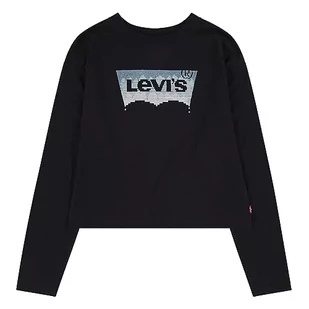 Levi's Koszulka dziewczęca Lvg Meet and Greet Glitter bat 4ej159, Kawior, 12 lat - Koszulki dla dziewczynek - miniaturka - grafika 1