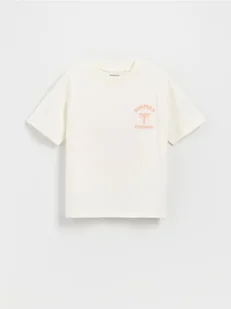 Reserved - Bawełniany t-shirt z nadrukiem - biały - Koszulki dla chłopców - miniaturka - grafika 1