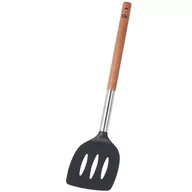 Pozostałe akcesoria kuchenne - Excellent Houseware Łopatka kuchenna AŻUROWA czarna z drewnianą rączką do przewracania obracania nakładania 35 cm 140443 - miniaturka - grafika 1