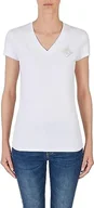 Koszulki i topy damskie - Armani Exchange Damska koszulka z krótkim rękawem, slim fit, dekolt w serek, czarna, ekstra duża, czarny, XL - miniaturka - grafika 1