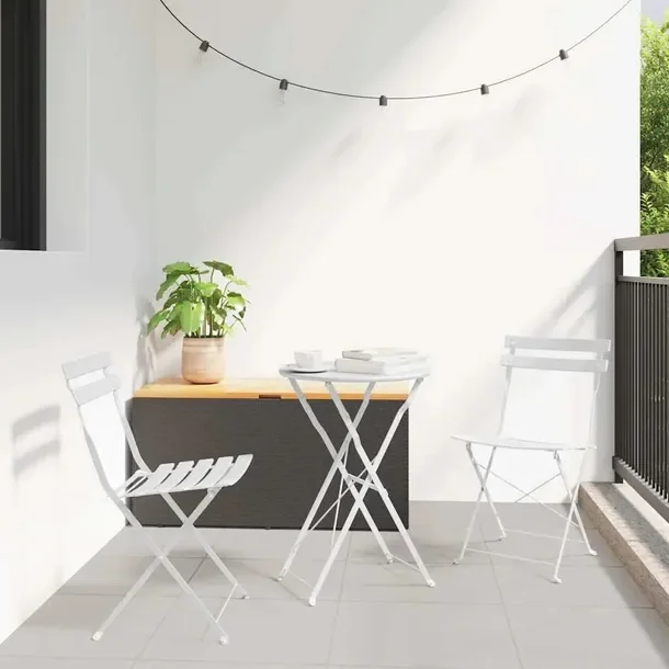 Zestaw 2 Składanych Krzeseł Metalowych na Patio, Prostokątne, Białe, UV