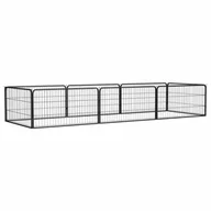 Sprzęt podróżny i transportery dla psów - vidaXL Kojec dla psa, 8 panele, czarny, 100x50 cm, stal - miniaturka - grafika 1