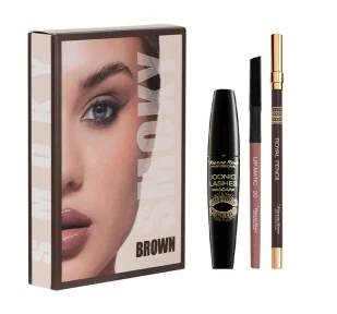 Pierre Rene Smoky Brown zestaw do makijażu kredka do oczu + konturówka + tusz do rzęs - Palety i zestawy do makijażu - miniaturka - grafika 1