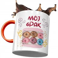 Kubki - Kubek Pomarańczowy Śmieszny Zabawny Mój 6pak z Nadrukiem ze Zdjęciem + Opakowanie na prezent (wzór 01) - miniaturka - grafika 1