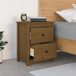 Lumarko Szafka nocna, miodowy brąz, 50x35x61,5 cm, lite drewno sosnowe - Szafki nocne - miniaturka - grafika 7