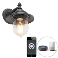 Lampy ogrodowe - QAZQA Inteligentny kinkiet zewnętrzny ciemnoszary z Wi-Fi ST64 - Oxford - miniaturka - grafika 1
