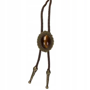 BOLO KRAWAT Kowbojski Western TEXAS rzemyk stare złoto TYGRYSIE OKO KAMIEŃ - Krawaty i muchy męskie BOLO KRAWAT Kowbojski Western TEXAS rzemyk stare złoto TYGRYSIE OKO KAMIEŃ - Krawaty i muchy męskie - miniaturka - grafika 1